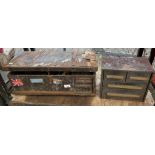 WOODEN TOOLBOX INCLUDING TOOLS & METAL CABINET