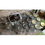 QUANTITY OF GLASS STORAGE JARS