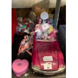 A COLLECTION OF MY LITTLE PONY TOYS, POLLY POCKET, A PINK BARBIE CAR AND OTHER TOYS