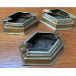 3 WHITE METAL ASHTRAYS