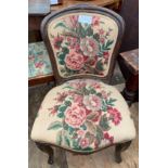 3 CHAIRS, 1 TAPESTRY TOP STOOL ALONG WITH A SMALL FOOTSTOOL