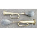 2 VINTAGE BRASS CAR HORNS