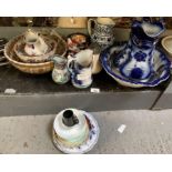 WASH JUG AND BOWL, HARDPASTE PLATE, MASONS STYLE JUGS AND BOWLS ETC