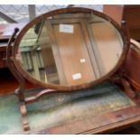 DROP LEAF TABLE ALONG WITH A WOODEN TROLLEY, DRESSING TABLE MIRROR & 2 CHAIRS