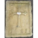ARCHITECTURAL SALVAGE - STONE FRAGMENT WITH CROSS DATED 1621