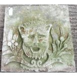 ARCHITECTURAL SALVAGE - DECORATIVE RECONSTITUTED STONE WALL PLAQUE WITH FACE