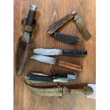 COLLECTION OF OLD KNIVES, SHEATH KNIFE ETC