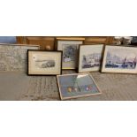 FRAMED PRINT OF A HARBOUR SCENE & OTHER PICTURES