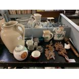 STAFFORDSHIRE FLATBACK, GINGER JAR, LARGE POTTERY JUG ETC