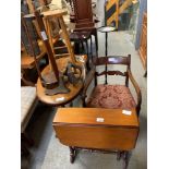 8 ITEMS TO INCLUDE DROP LEAF TABLE, GAMES TABLE, STOOL ETC