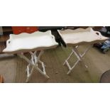 2 WHITE PAINTED TRAY TABLES