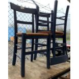 3 RUSH SEATED KITCHEN CHAIRS