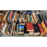 SHELF OF HARDBACK BOOKS OF VARIOUS SUBJECTS INCLUDING ARCHITECTURE, MILITARY & COOKING