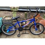 BLUE 20' CREED BMX BICYCLE WITH STUNT PEGS