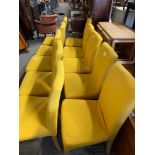 10 MUSTARD COLOURED FABRIC DINING CHAIRS