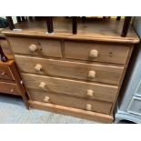 PINE CHEST OF DRAWERS, 2 SHORT, 3 LONG