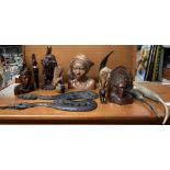 BOX OF WOODEN CARVED AFRICAN FIGURES