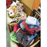 LARGE QUANITY OF TEDDY BEARS, SUITCASES, HANDBAGS ETC