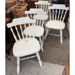 4 PAINTED PINE KITCHEN CHAIRS