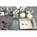 ARCHITECTURAL SALVAGE - QUANTITY OF GARDENALIA INCLUDING STONE BASES, ANIMAL STATUES, MARBLE