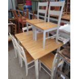 PINE KITCHEN TABLE WITH 6 CREAM PAINTED CHAIRS