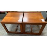 A PAIR OF MID CENTURY TEAK SIDE TABLES