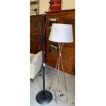 CHROMED STANDARD LAMP WITH SHADE & BLACK COAT/HAT STAND