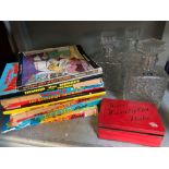 QUANTITY OF DANDY & BEANO COMICS, 3 DECANTERS ETC