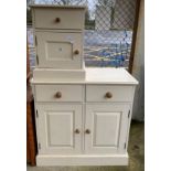 PAINTED CHEST OF DRAWERS & SMALL PAINTED BEDSIDE CABINET