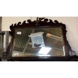 MAHOGANY FRAMED OVER MANTEL MIRROR WITH GILT DECORATION AND OVERMOUNTED BY AN EAGLE