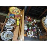 VARIOUS ITEMS INCLUDING HORSE BRASSES, SEA SHELLS, MODEL CARS, WALKING STICKS ETC