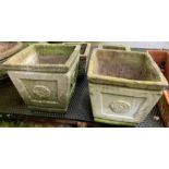 4 SQUARE RECONSTITUTED STONE PLANTERS