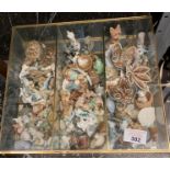 GLASS DISPLAY BOX WITH LARGE QUANTITY OF ANIMAL FIGURES INCLUDING WADE