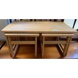 LIGHT OAK NEST OF 3 TABLES