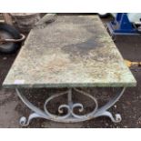 CAST IRON BASE GARDEN TABLE WITH MARBLE TOP