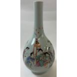 A Chinese bottle vase, decorated with various females playing musical instruments with a seal mark