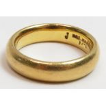 A 22 carat gold plain wedding ring, 7.5g gross