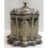 A Victorian silverplated biscuit barrel, makers mark H J & Co, of hexafoil lobed outline with