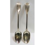 A pair of George IV silver gravy spoons, fiddle and thread pattern, by William Chawner II, London