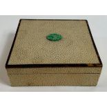 A 20th century Shagreen box, with a tortoiseshell box and a jade insert