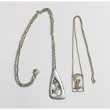 Ola Gorie, a silver owl pendant on chain; with a Ceard Pewter 'Bramble' pendant on chain