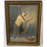 Early 20th century continental school, Lady at prayer, watercolour, 39.5cm x 29cm