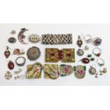 A Victorian aesthetic movement brooch and earrings set; a Victorian bracelet, circa 1880;