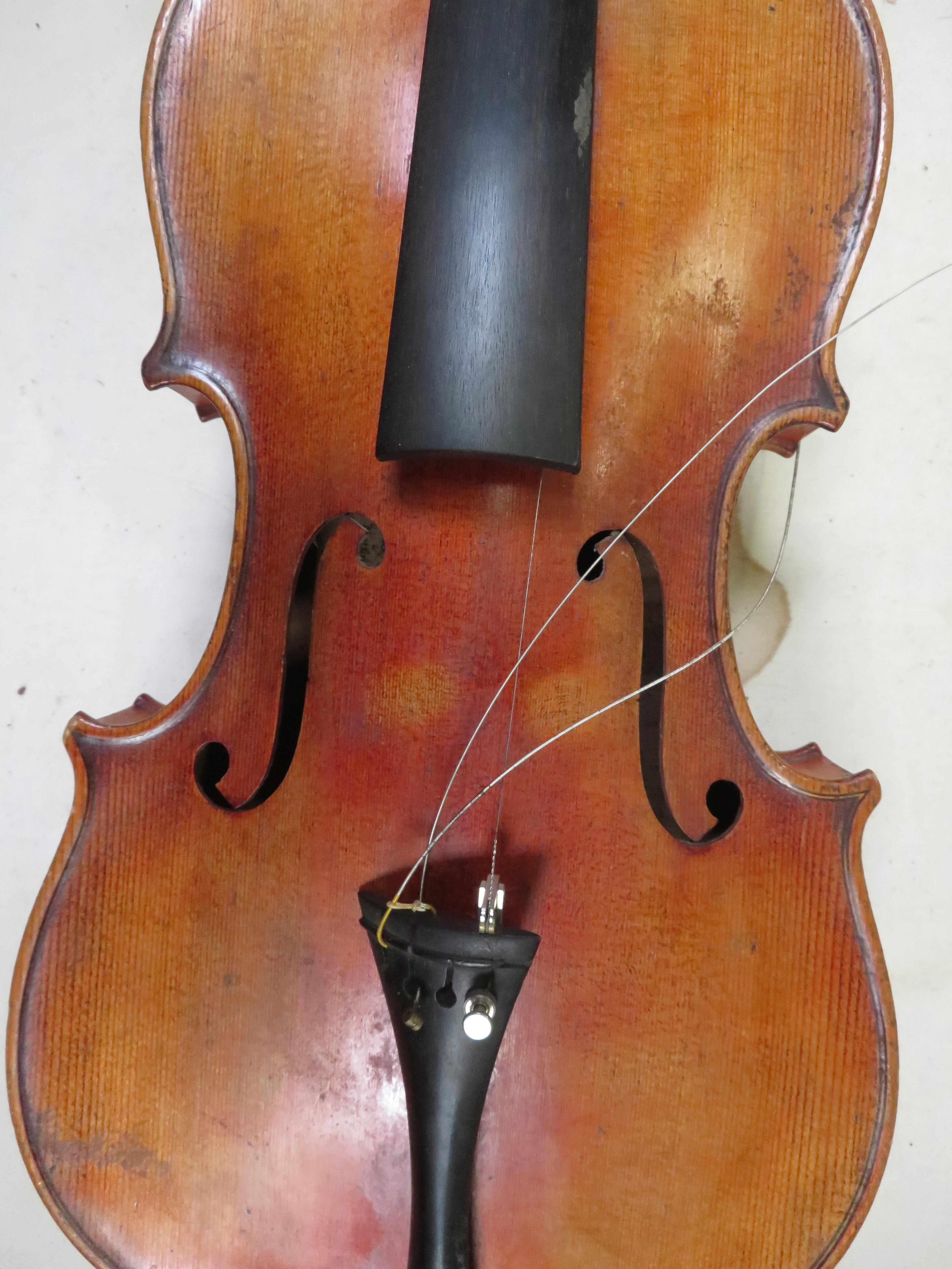 A violin labelled The Metro Violin Class Organisation and bow labelled Bausch copy"" - Image 4 of 7