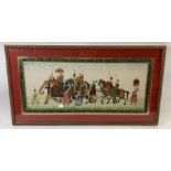 20th century Persian school, Procession of noblemen and elephants, gouache with wash and picked
