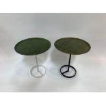 A near pair of 20th century side tables, with gree