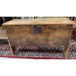 An 18th/19th century oak chest, with single hinged