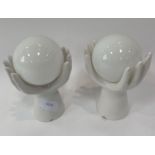 An unusual pair of 1980s white ceramic table lamps