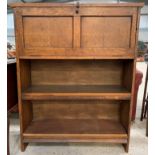 A 20th century stained oak unit, the fall front wi
