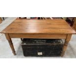 A 20th century pine kitchen table, with single dra